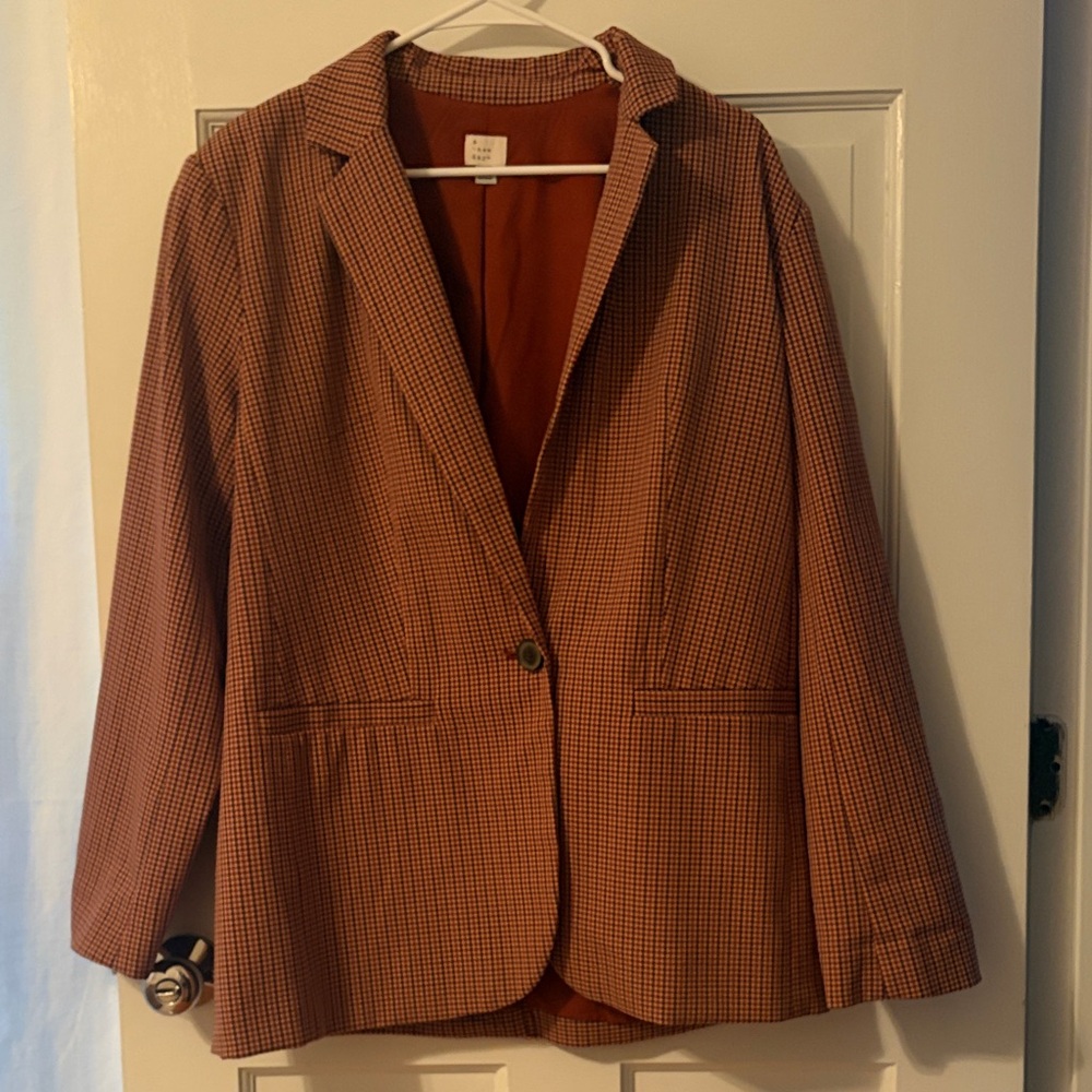 a new day Rust Check Single-Button Blazer